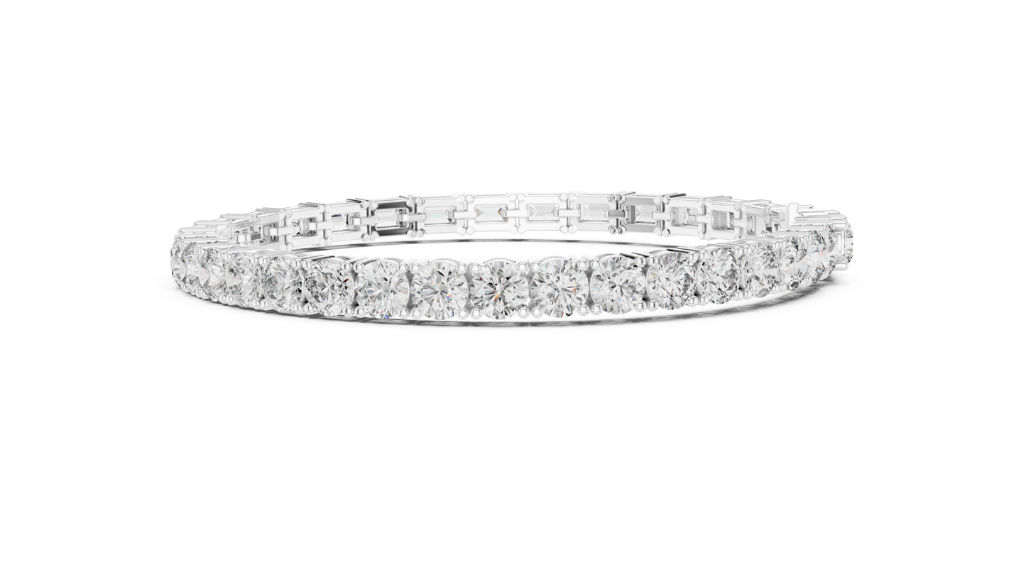 White Luxe Emerald & Round Diamond Bracelet