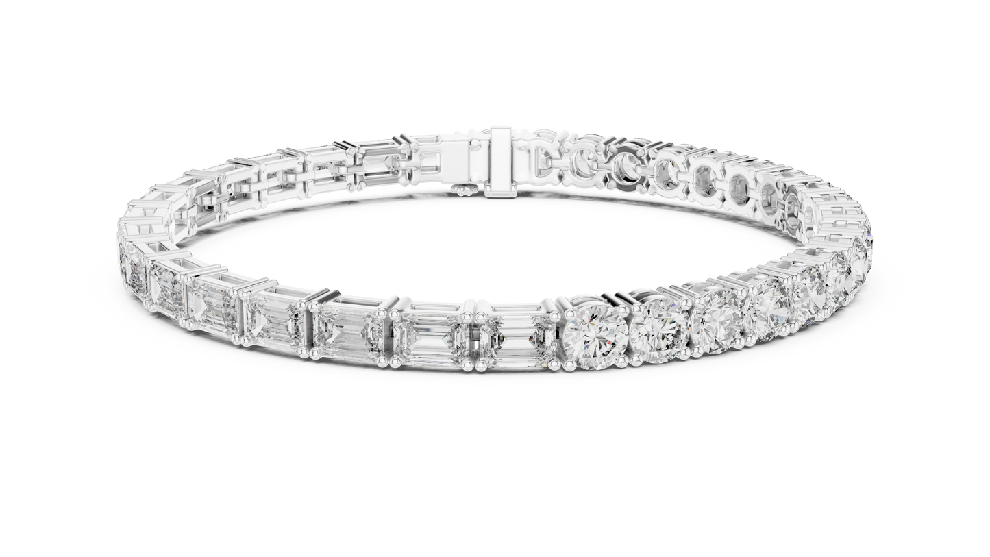 White Luxe Emerald & Round Diamond Bracelet