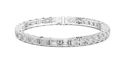 White Luxe Emerald & Round Diamond Bracelet