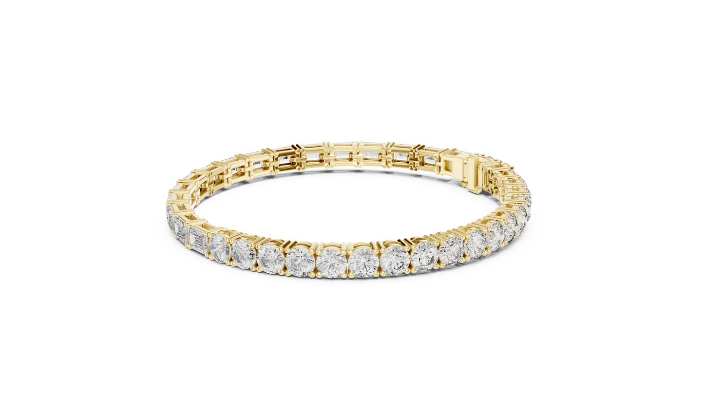 White Luxe Emerald & Round Diamond Bracelet