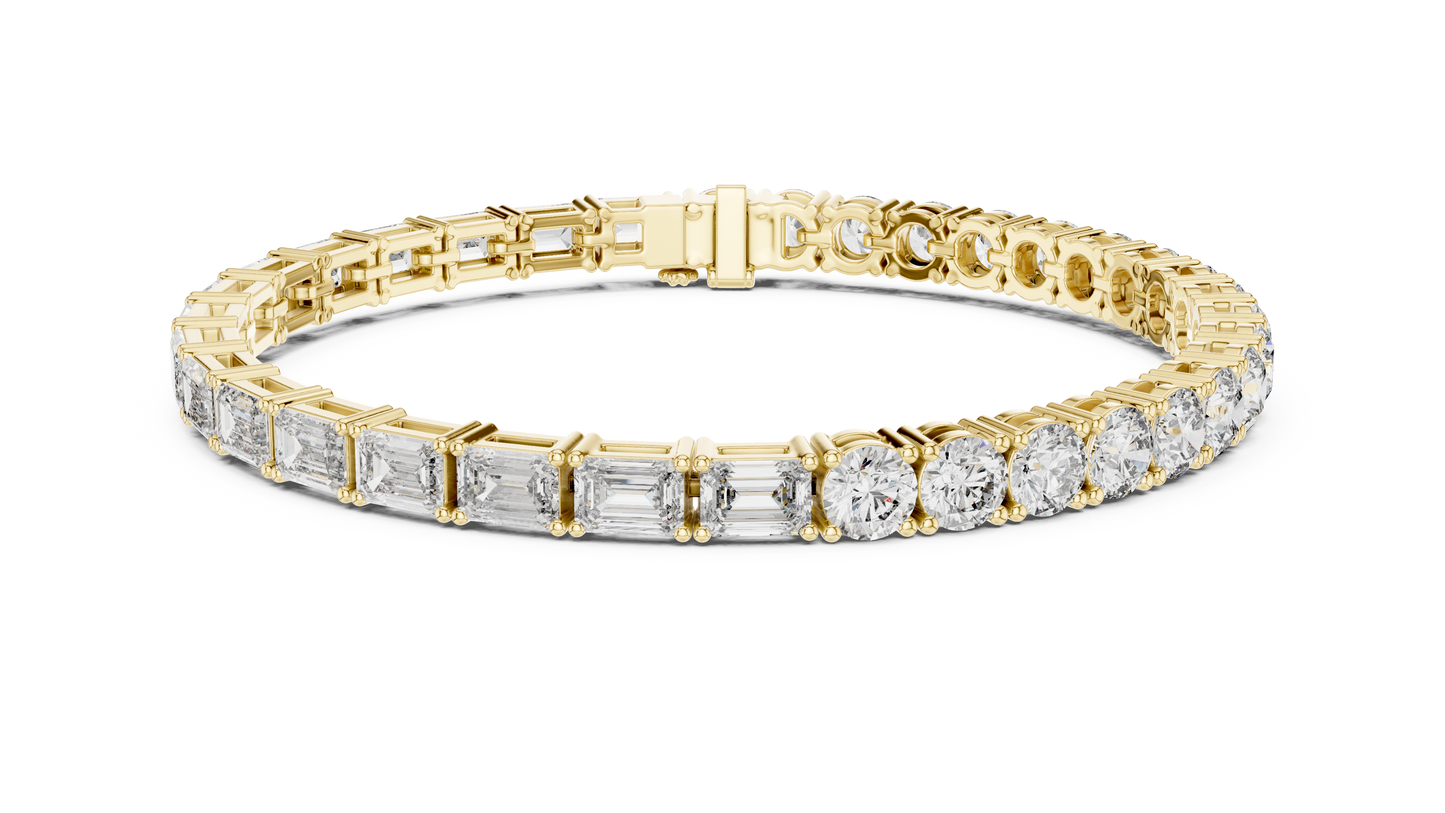 White Luxe Emerald & Round Diamond Bracelet