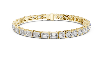 White Luxe Emerald & Round Diamond Bracelet