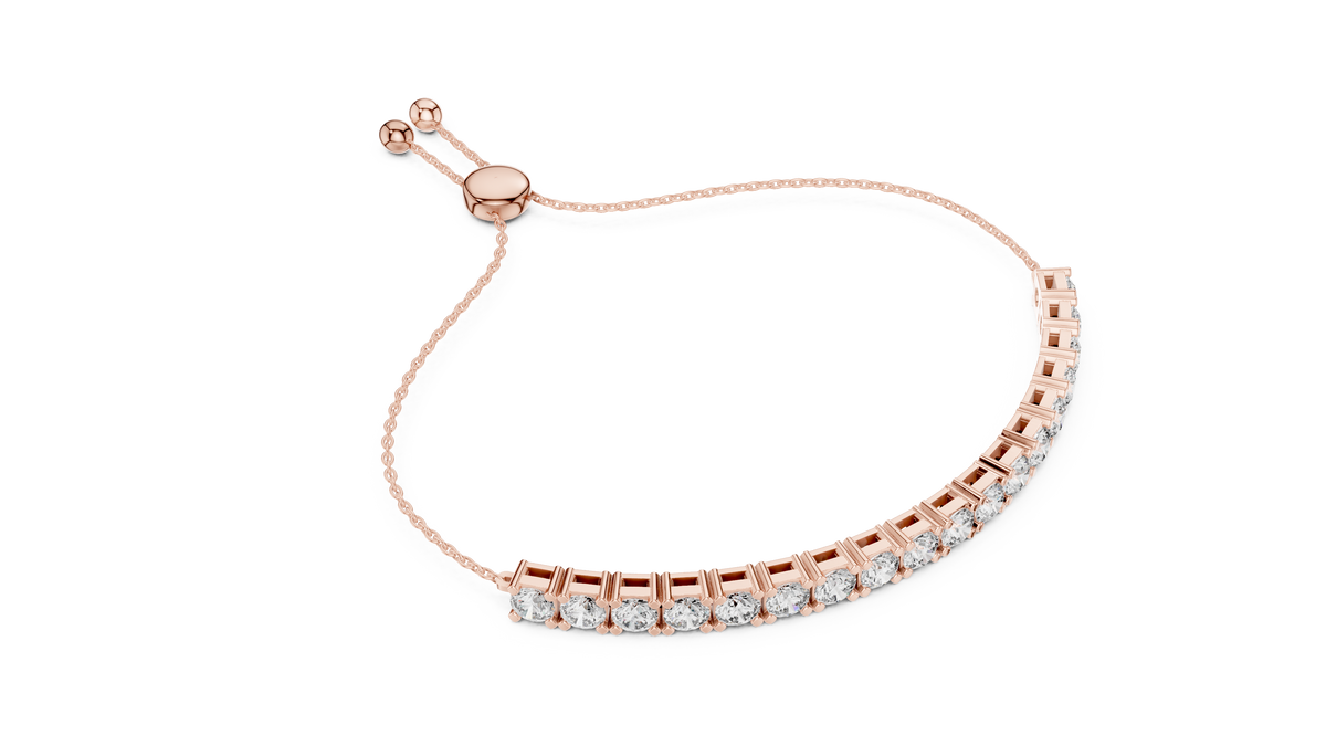Minimal Diamond Tennis Bracelet with Adjustable Chain Closure