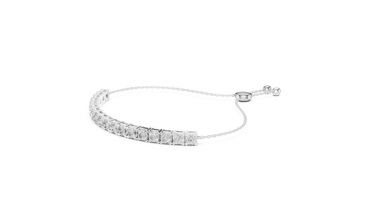 Minimal Diamond Tennis Bracelet with Adjustable Chain Closure