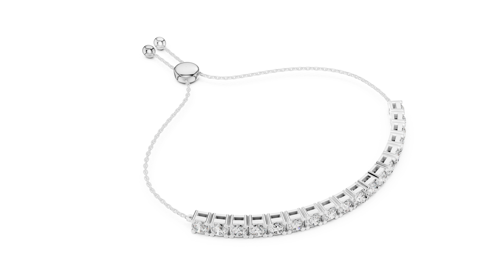 Minimal Diamond Tennis Bracelet with Adjustable Chain Closure