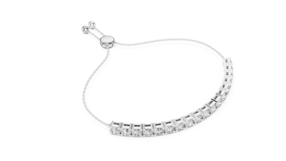 Minimal Diamond Tennis Bracelet with Adjustable Chain Closure