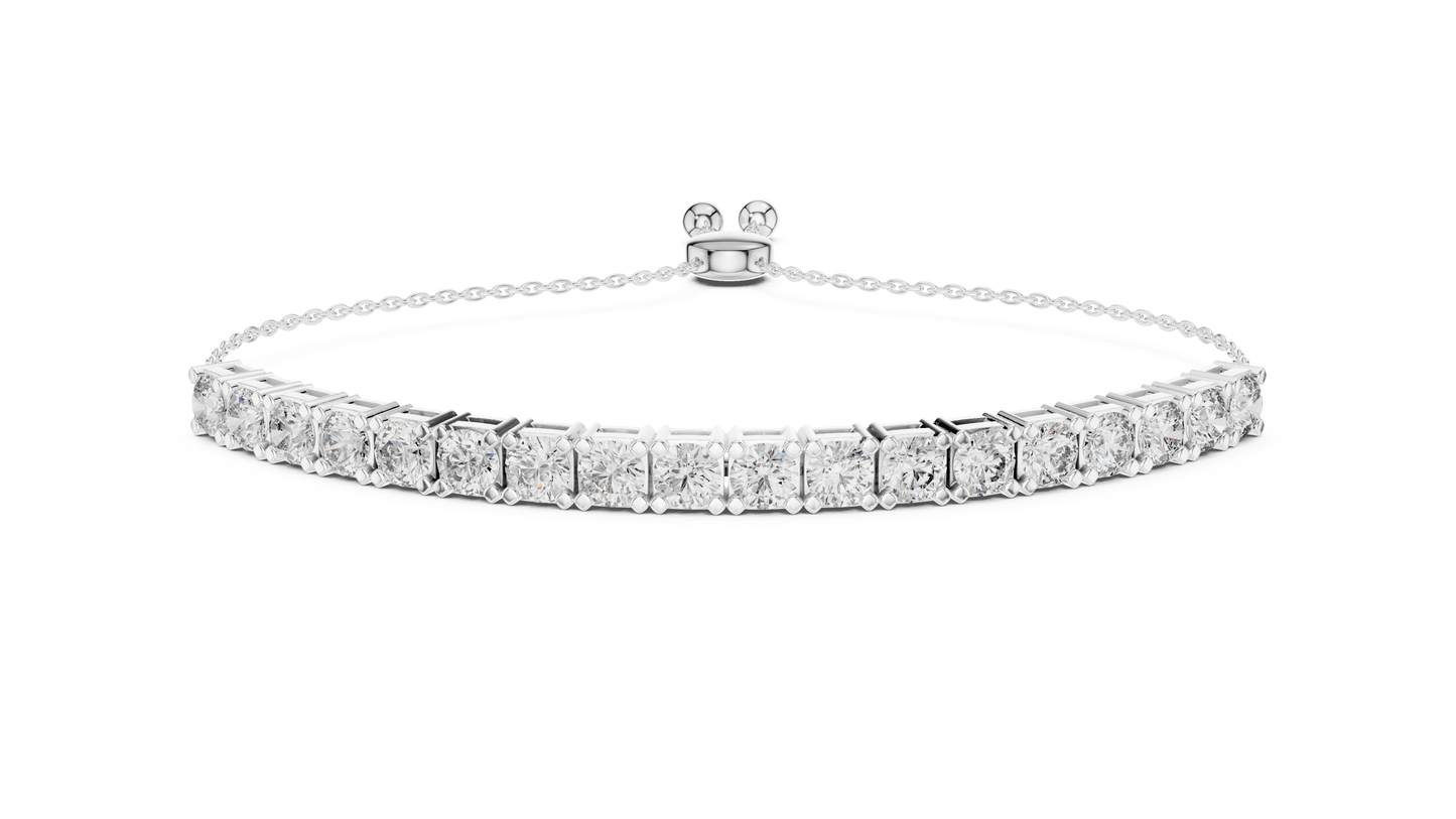 Minimal Diamond Tennis Bracelet with Adjustable Chain Closure