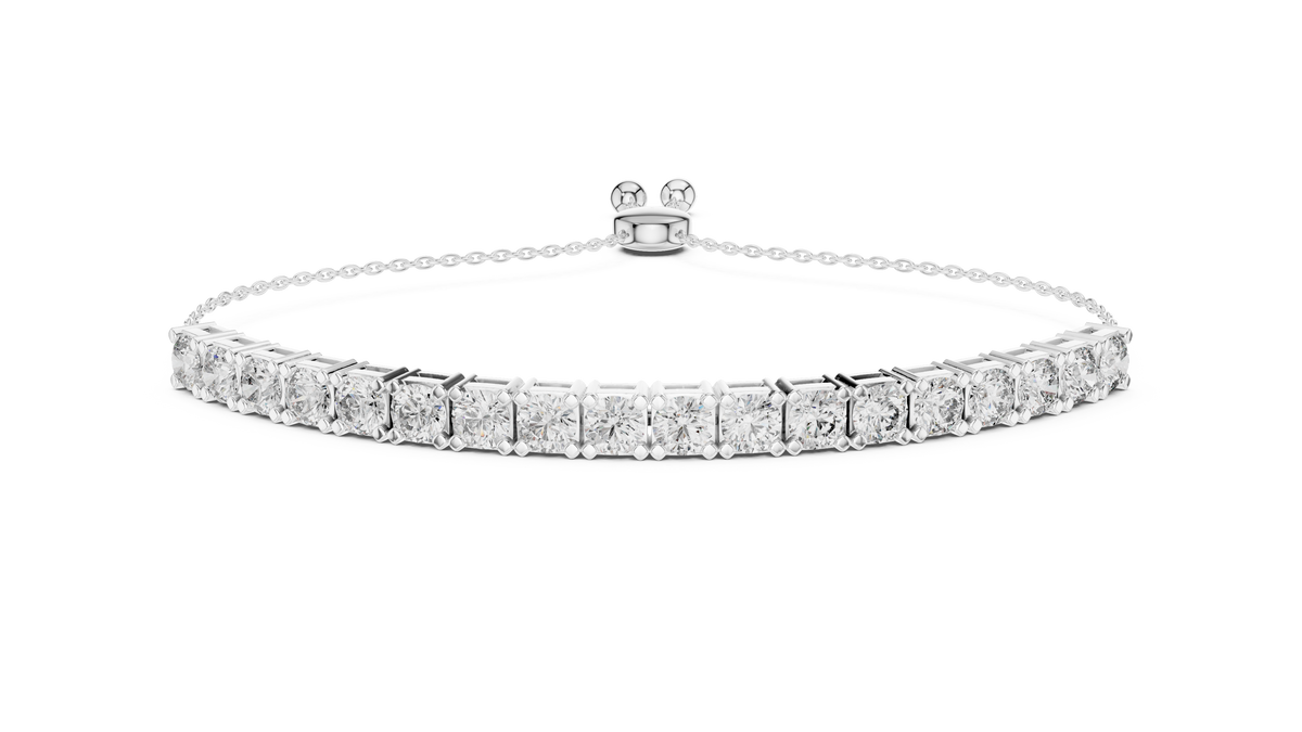 Minimal Diamond Tennis Bracelet with Adjustable Chain Closure
