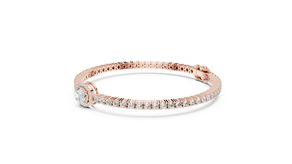 Center Glow Diamond Bracelet – Elegant Halo Style