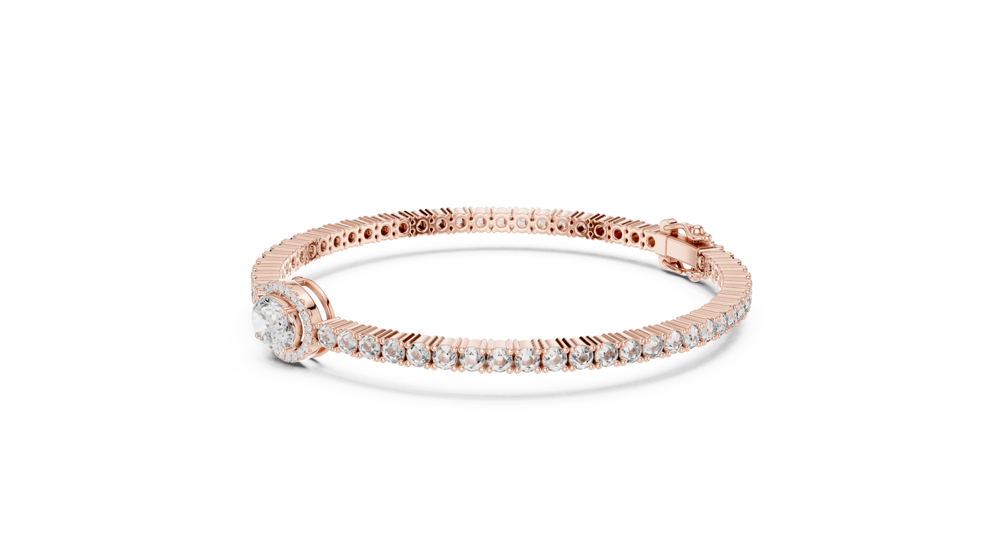Center Glow Diamond Bracelet – Elegant Halo Style