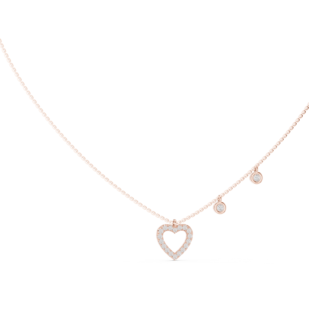 Stylish Diamond Heart Charm  Necklace.