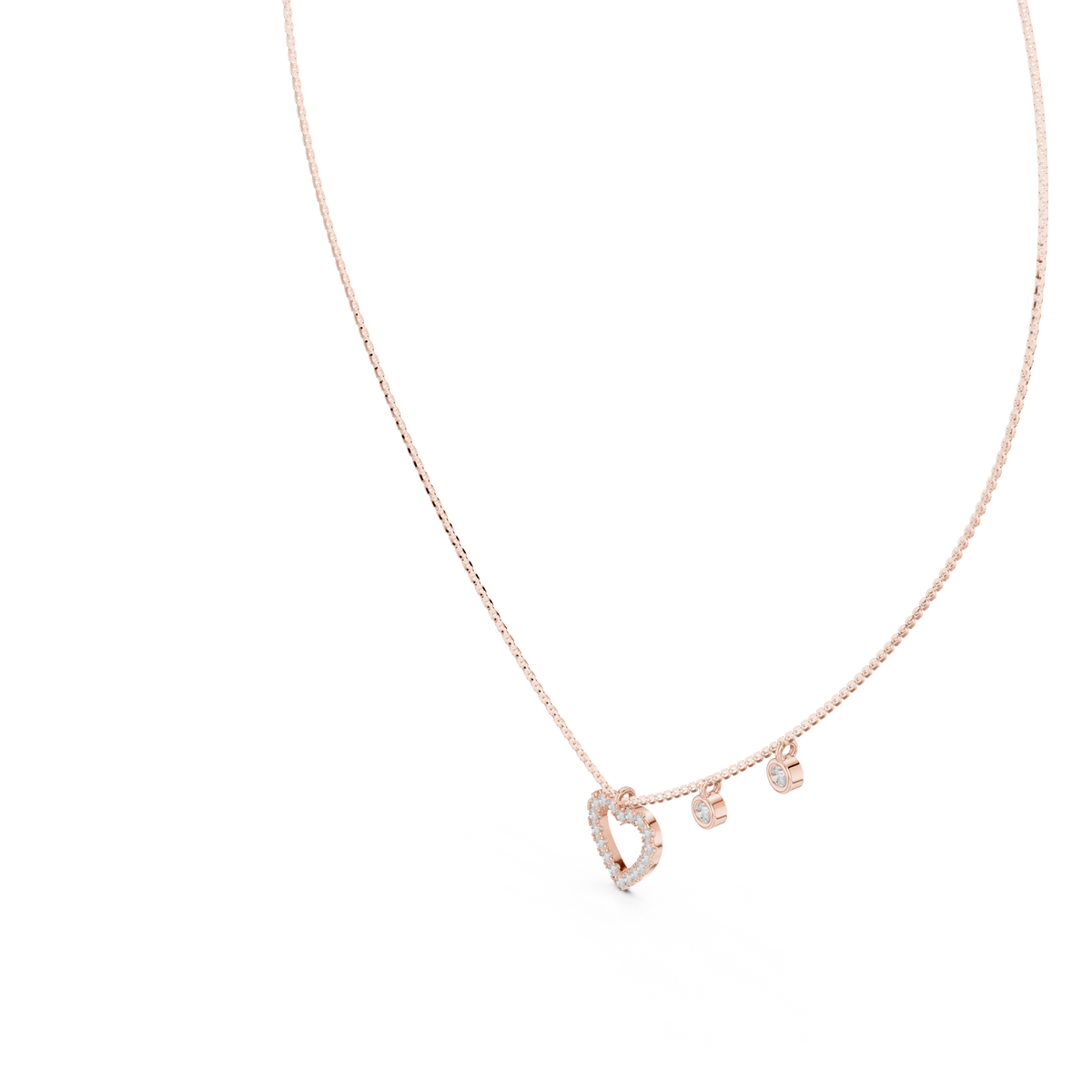 Stylish Diamond Heart Charm  Necklace.