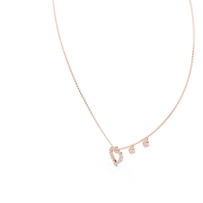 Stylish Diamond Heart Charm  Necklace.