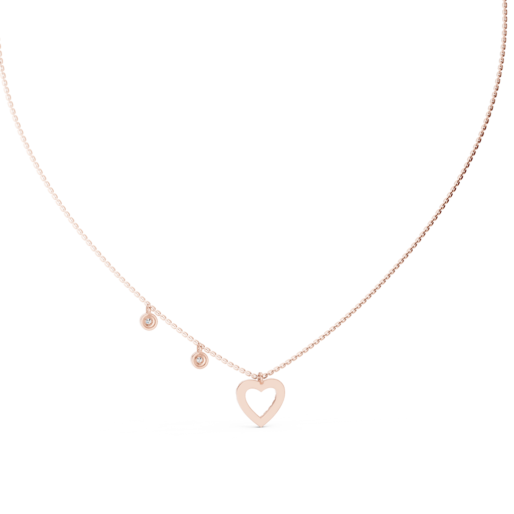Stylish Diamond Heart Charm  Necklace.