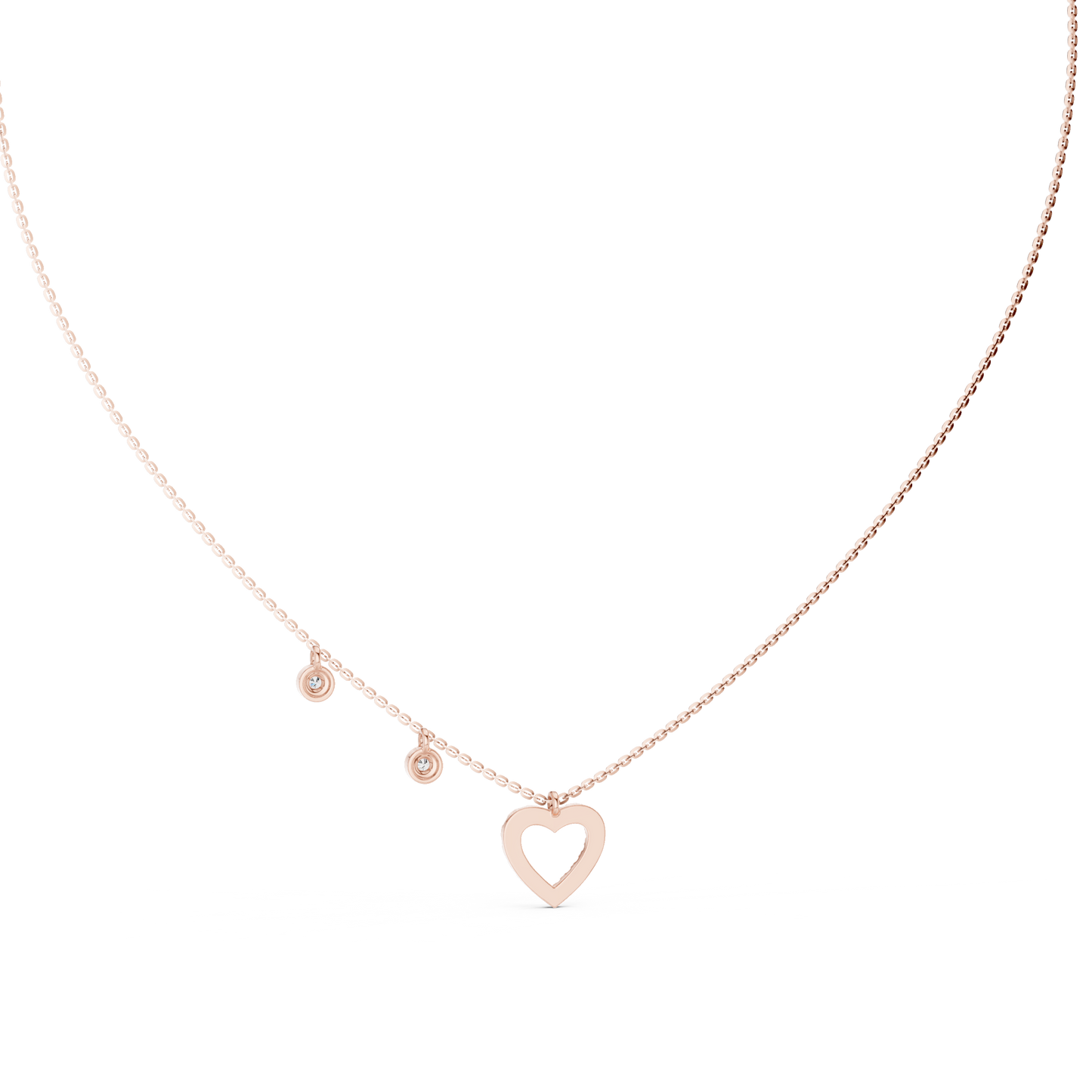 Stylish Diamond Heart Charm  Necklace.