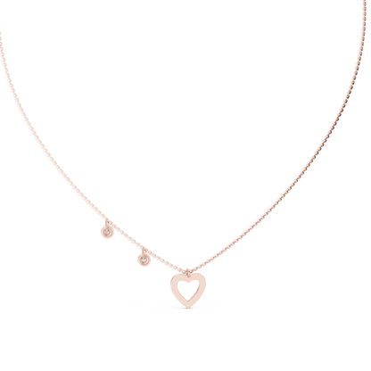 Stylish Diamond Heart Charm  Necklace.