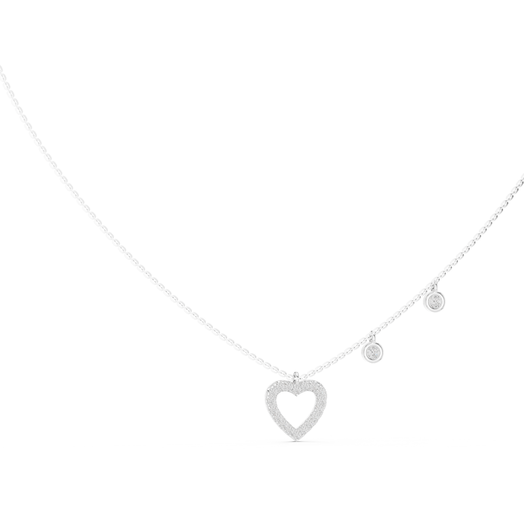 Stylish Diamond Heart Charm  Necklace.