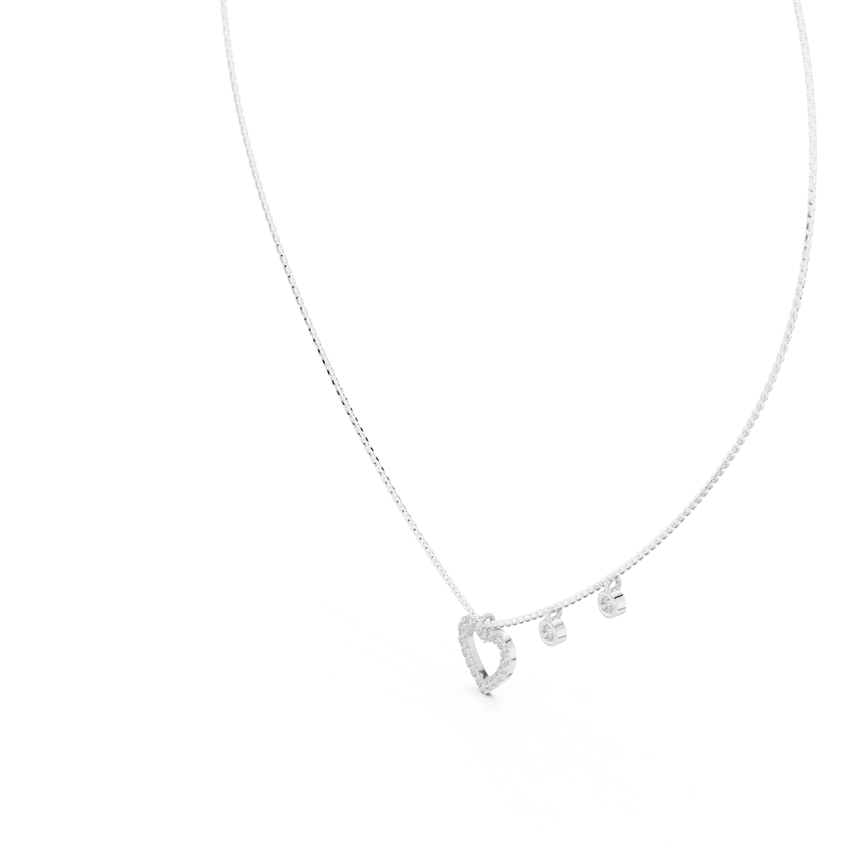 Stylish Diamond Heart Charm  Necklace.