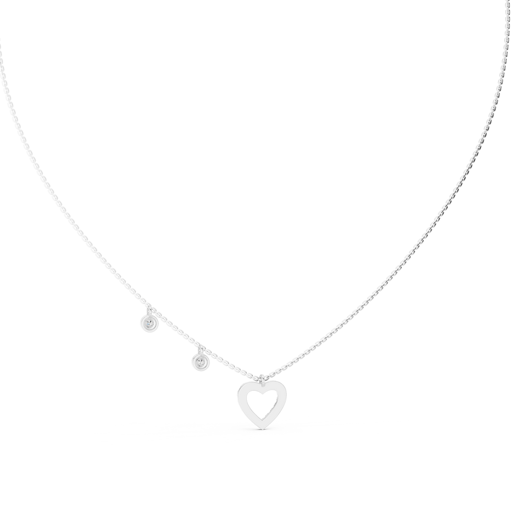Stylish Diamond Heart Charm  Necklace.