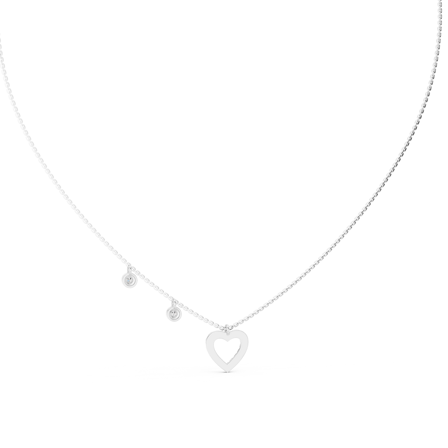 Stylish Diamond Heart Charm  Necklace.