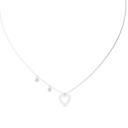 Stylish Diamond Heart Charm  Necklace.