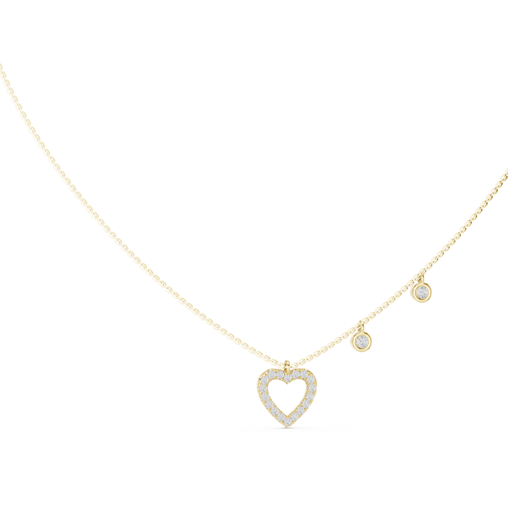 Stylish Diamond Heart Charm  Necklace.