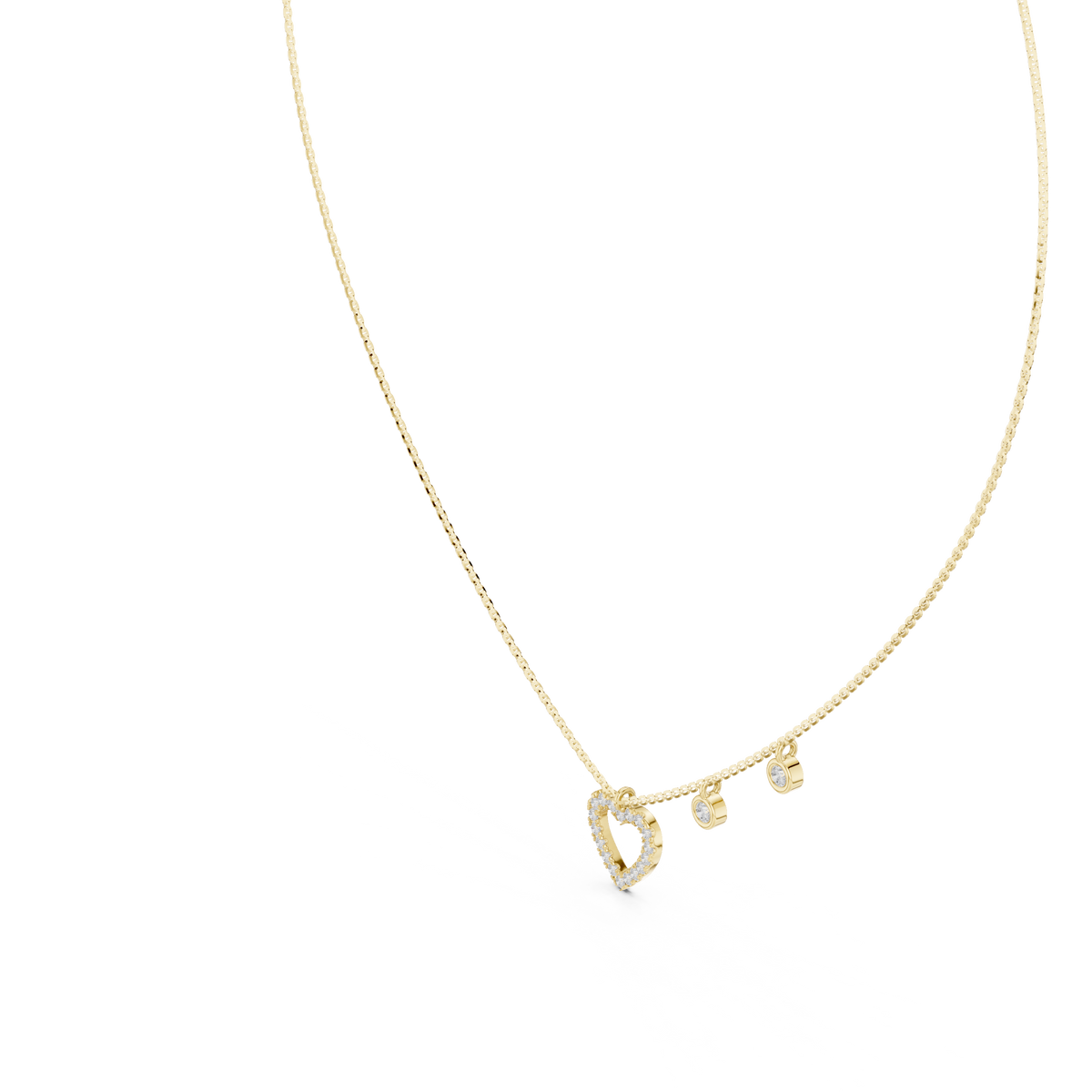 Stylish Diamond Heart Charm  Necklace.