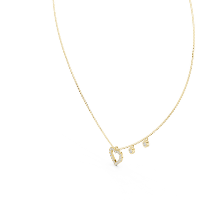 Stylish Diamond Heart Charm  Necklace.