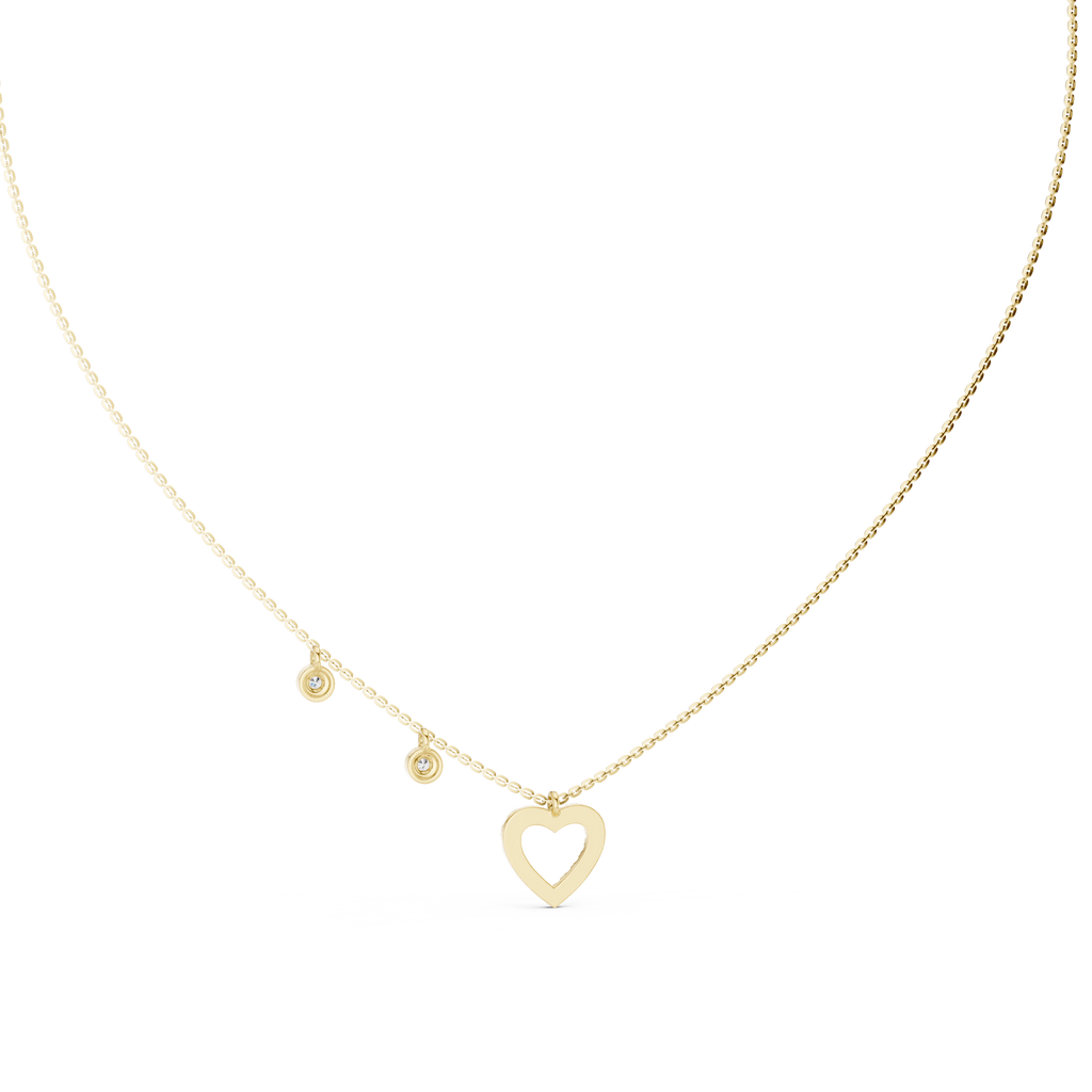 Stylish Diamond Heart Charm  Necklace.