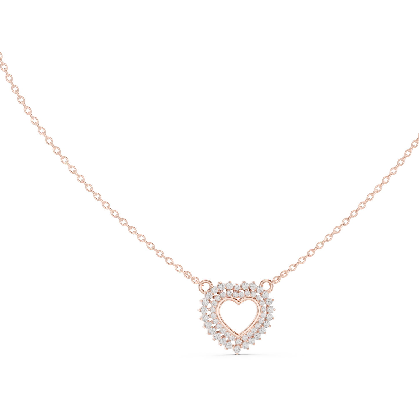Luxury Rose Gold Heart Necklace with Sparkling Diamonds