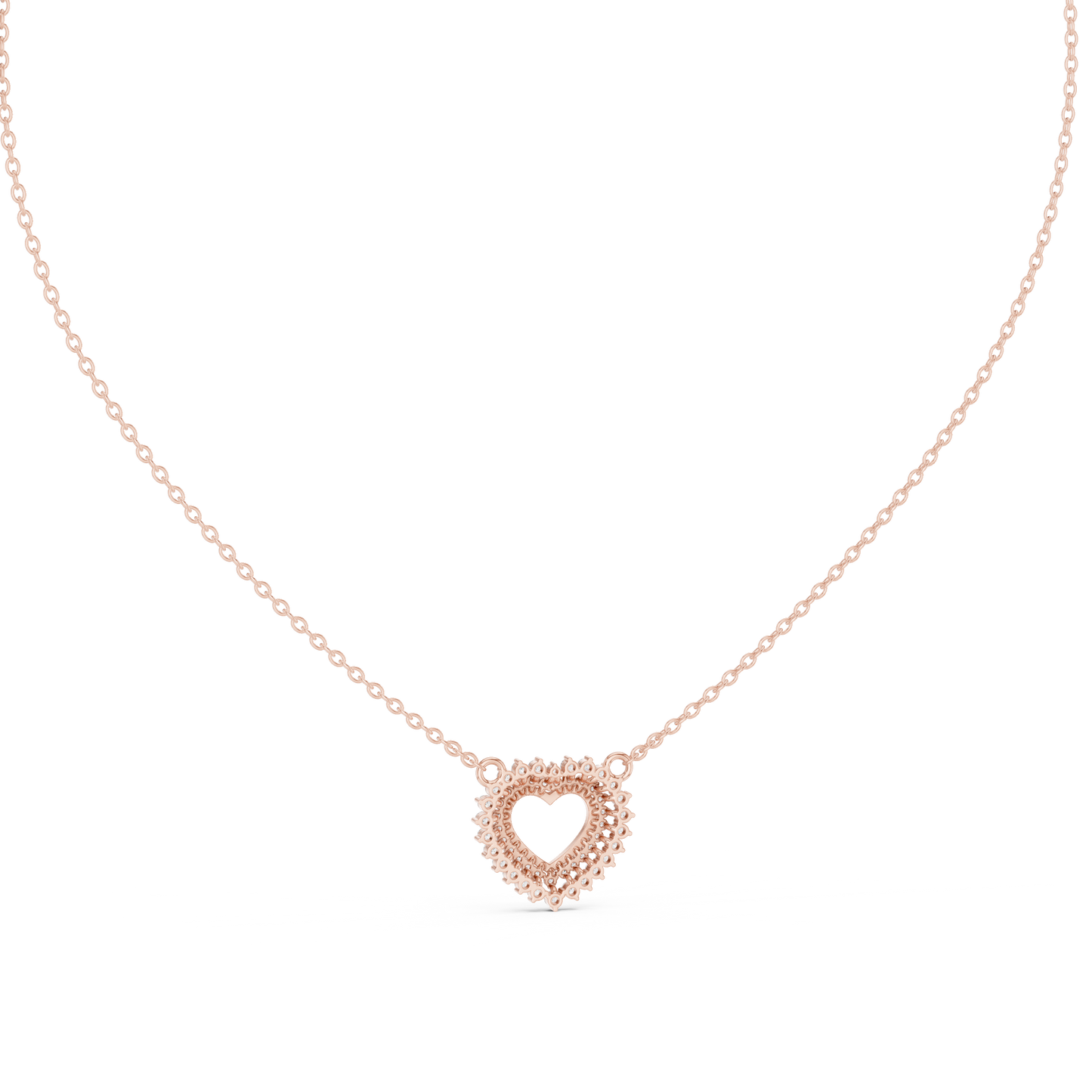 Luxury Rose Gold Heart Necklace with Sparkling Diamonds