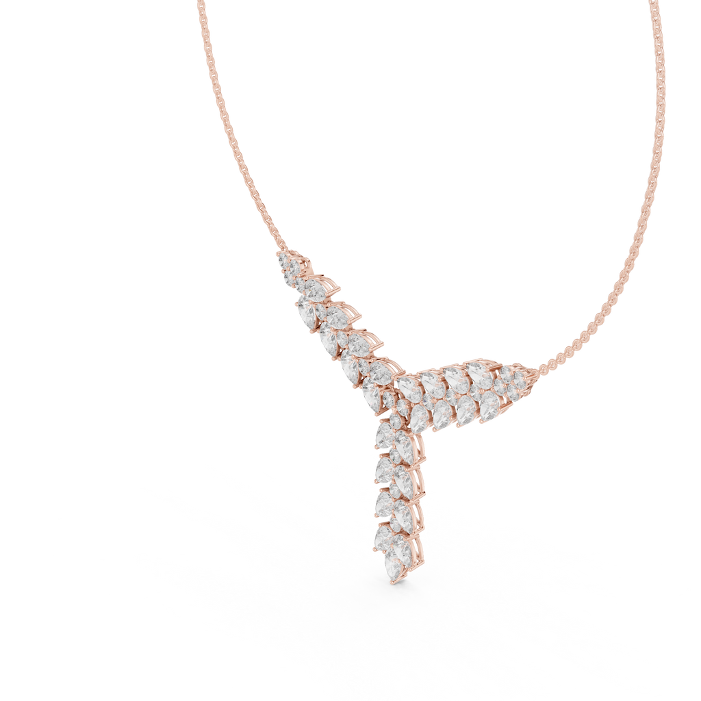 Diamond Drop Necklace with  Stones