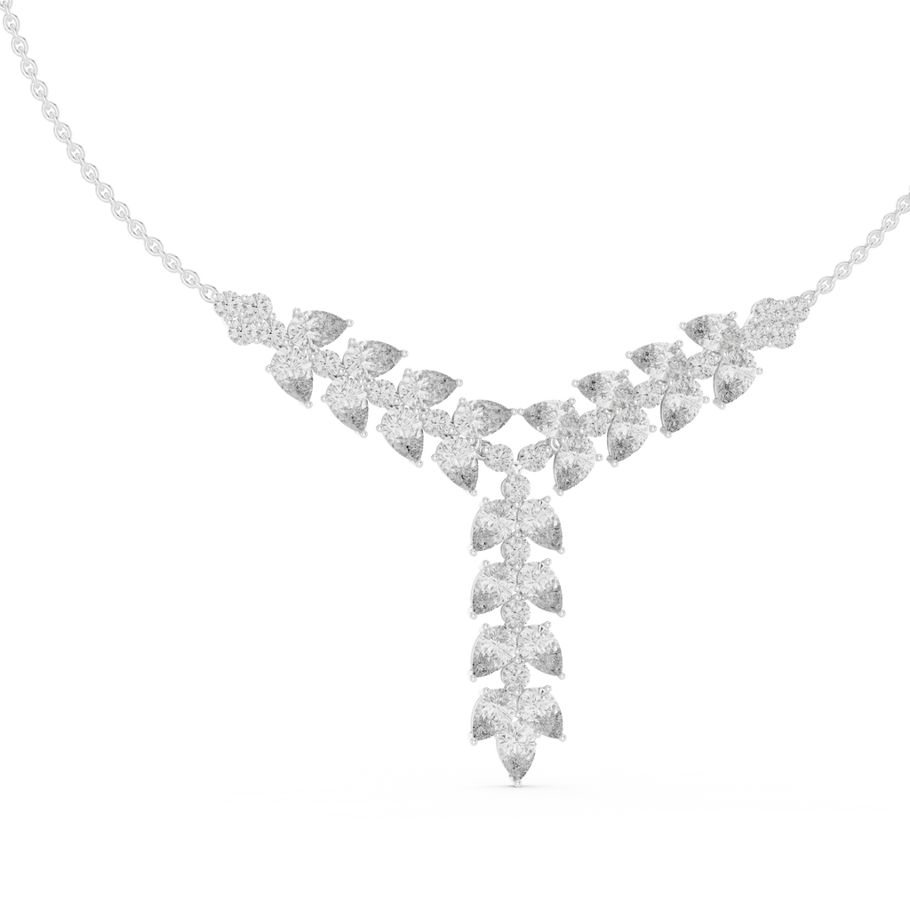 Diamond Drop Necklace with  Stones