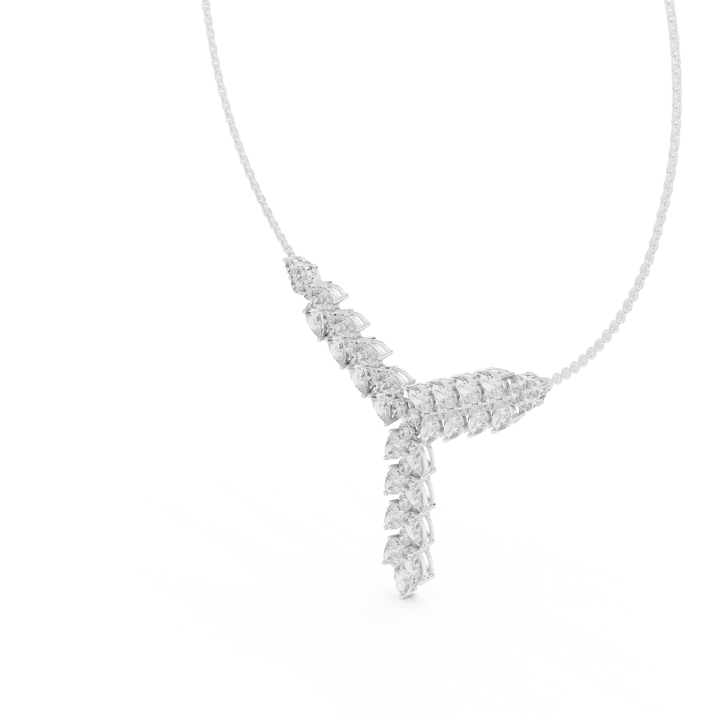 Diamond Drop Necklace with  Stones