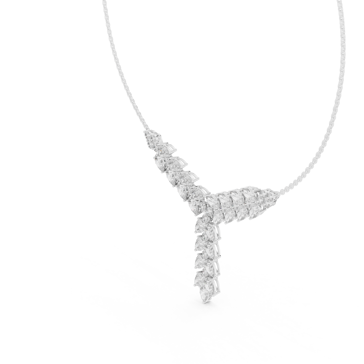Diamond Drop Necklace with  Stones
