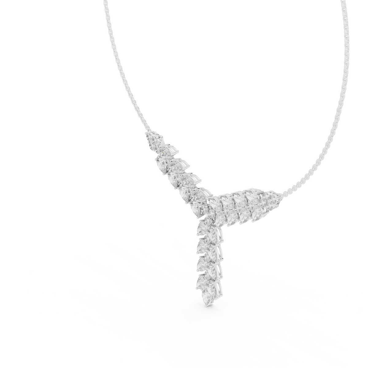 Diamond Drop Necklace with  Stones
