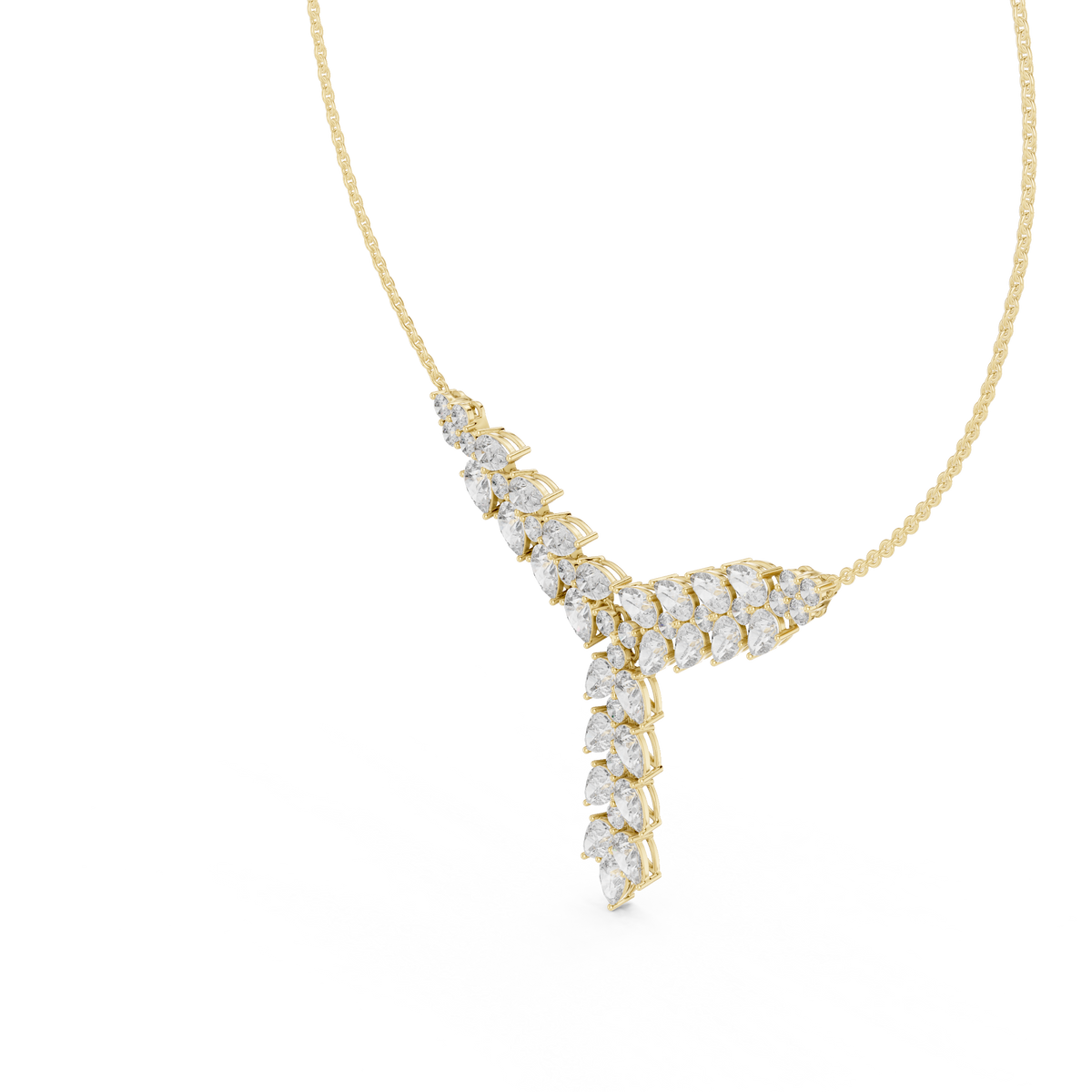 Diamond Drop Necklace with  Stones