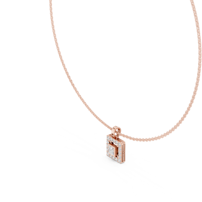Luxury Square Diamond Halo Necklace for Women