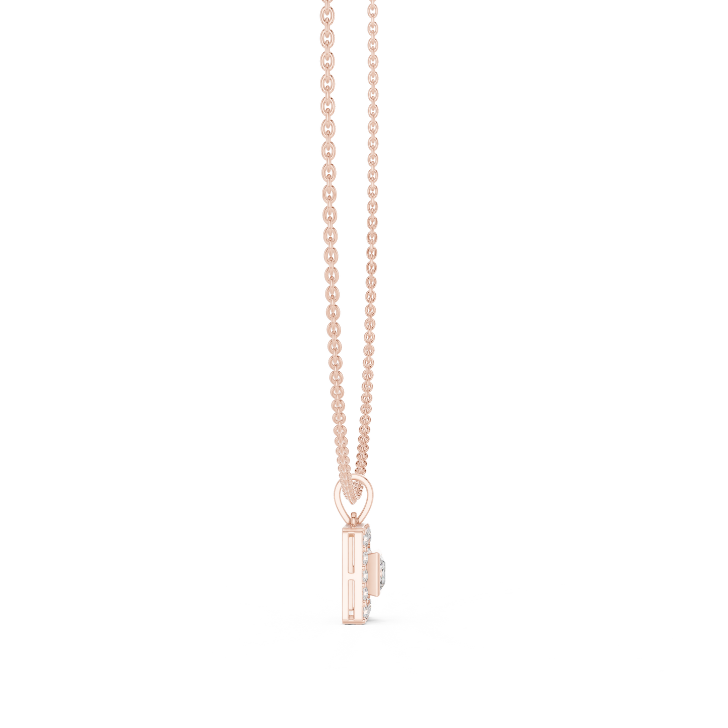 Luxury Square Diamond Halo Necklace for Women