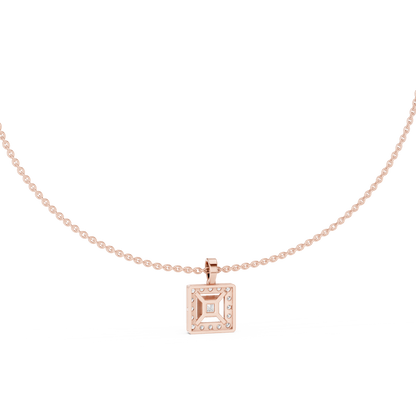 Luxury Square Diamond Halo Necklace for Women