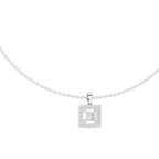 Luxury Square Diamond Halo Necklace for Women