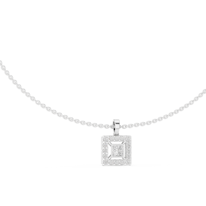 Luxury Square Diamond Halo Necklace for Women