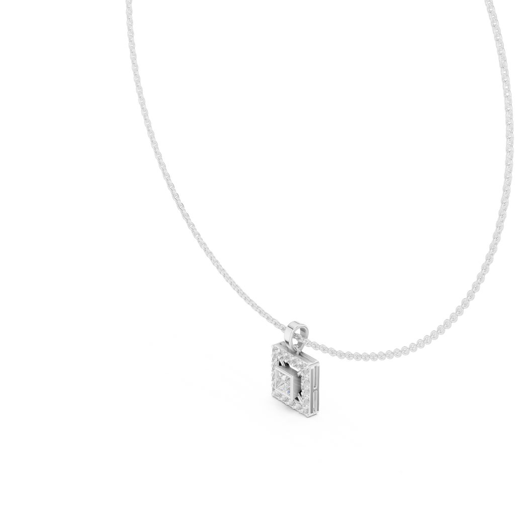 Luxury Square Diamond Halo Necklace for Women
