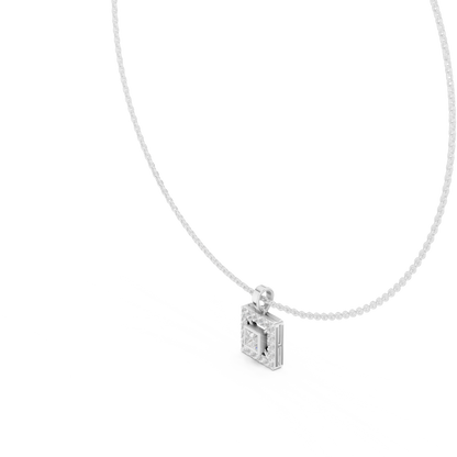 Luxury Square Diamond Halo Necklace for Women
