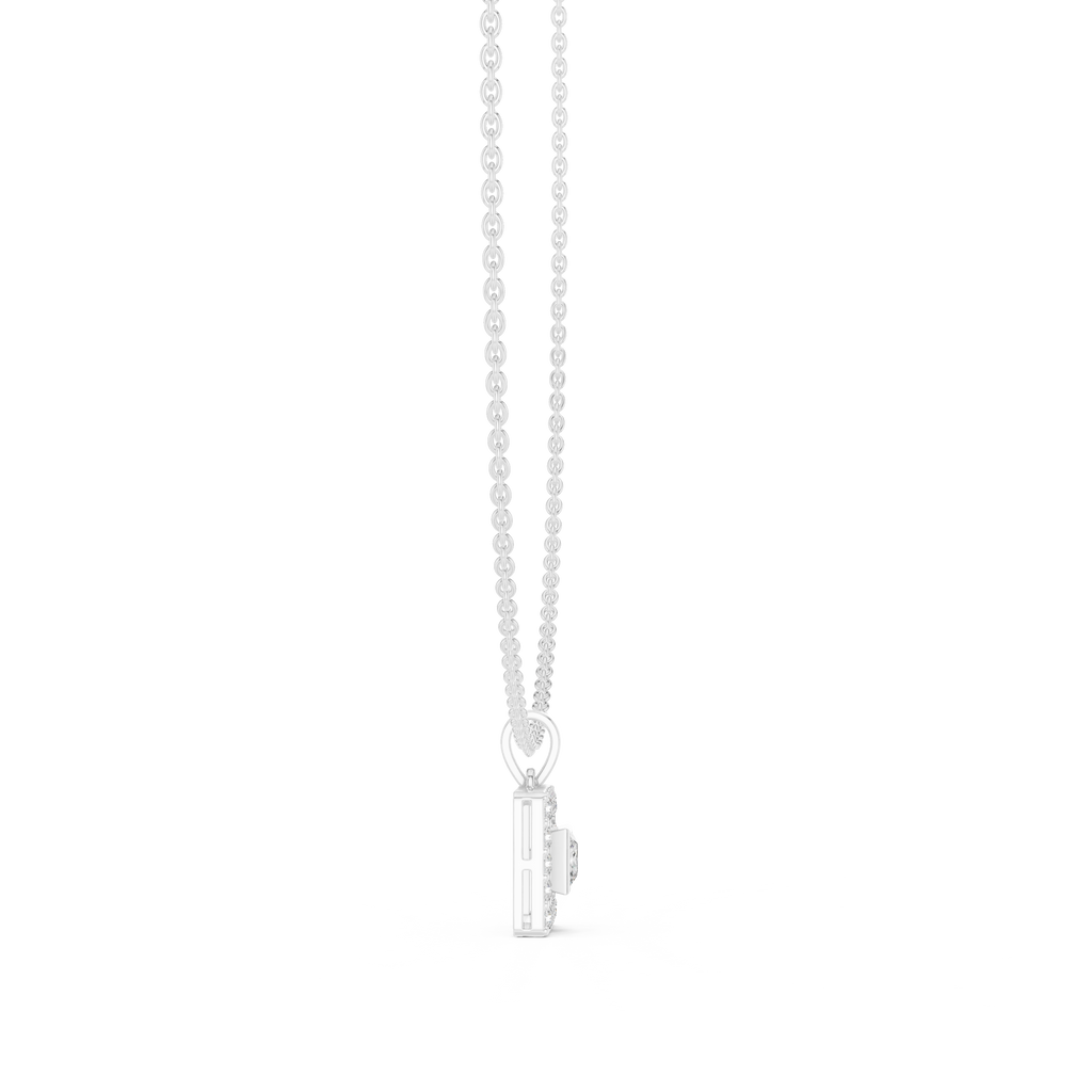 Luxury Square Diamond Halo Necklace for Women