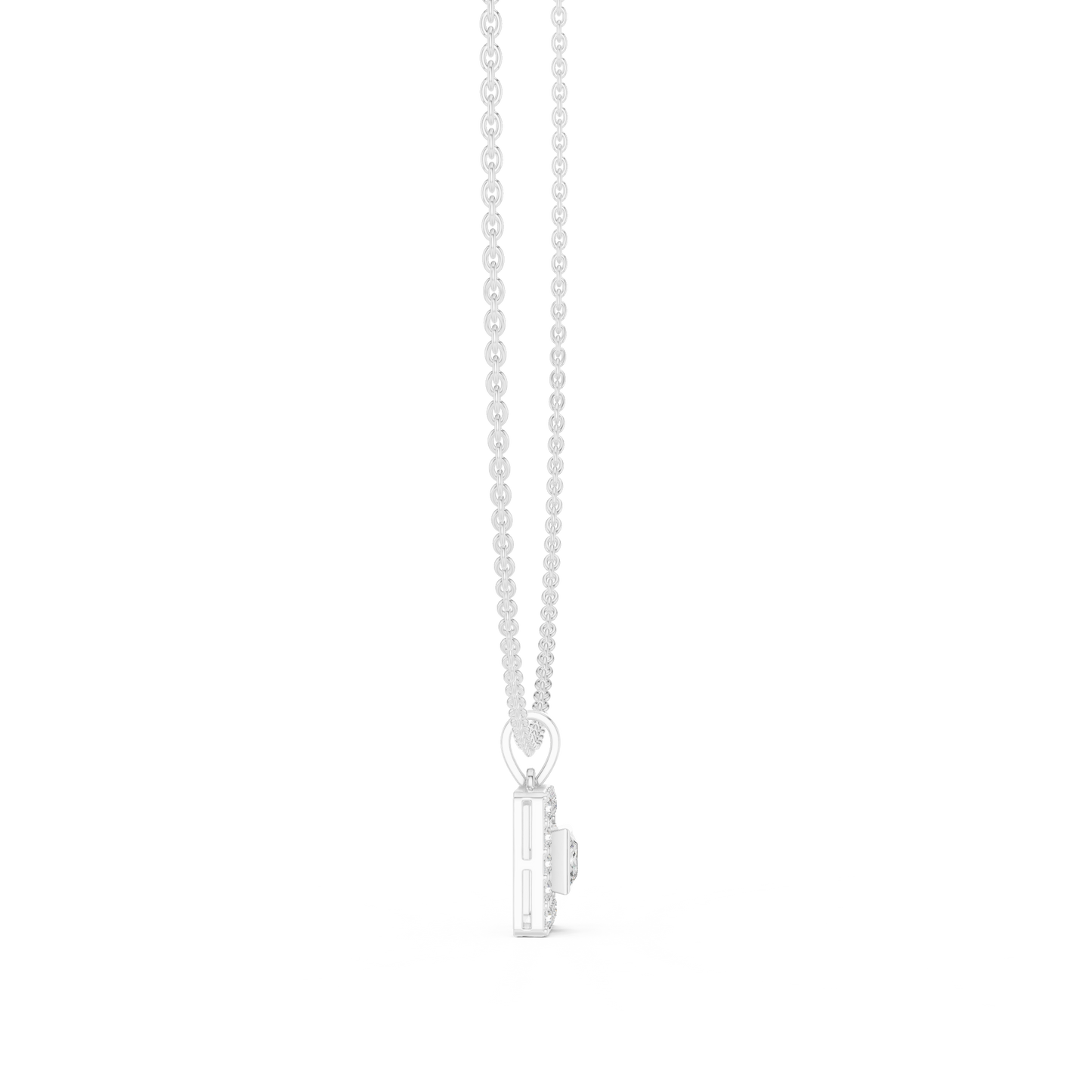 Luxury Square Diamond Halo Necklace for Women