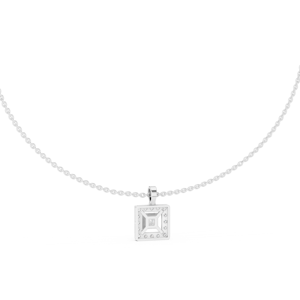 Luxury Square Diamond Halo Necklace for Women