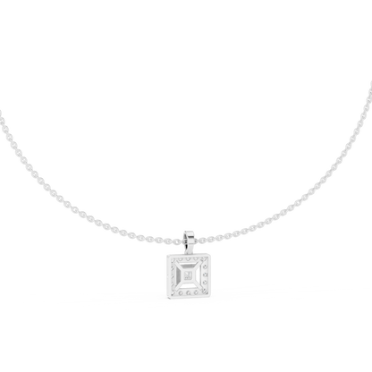 Luxury Square Diamond Halo Necklace for Women