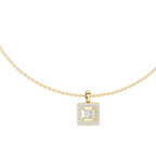 Luxury Square Diamond Halo Necklace for Women