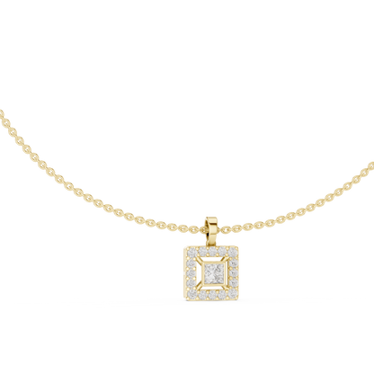 Luxury Square Diamond Halo Necklace for Women